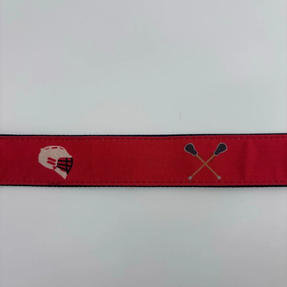 Castaway Nantucket Lacrosse Helmet Sticks Ribbon Belt Men 42 Red Navy USA Made